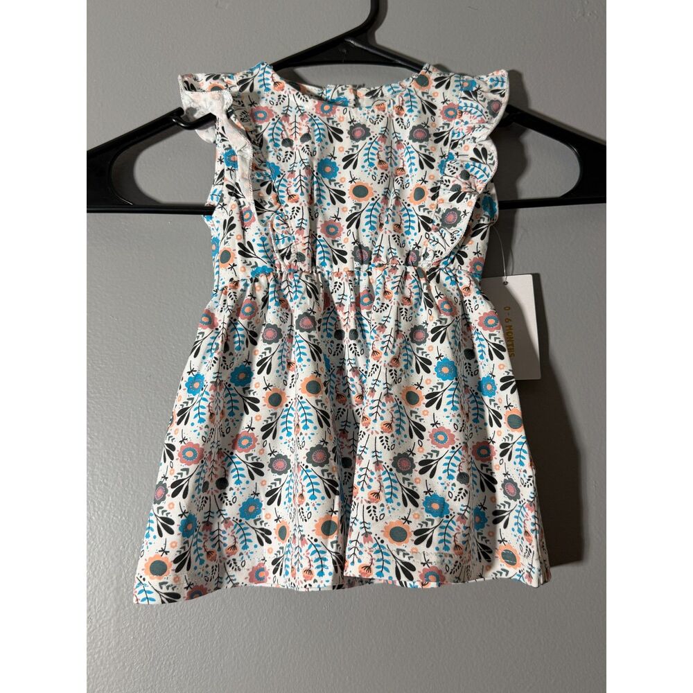 BrightKid 0-6M Floral Dress Organic Cotton Baby Girl Peter Pan Collar NWT